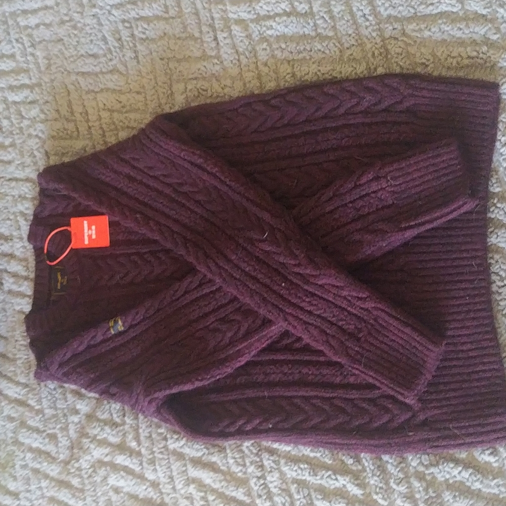 Superdey Cableknit Sweater L Wine/Burgundy